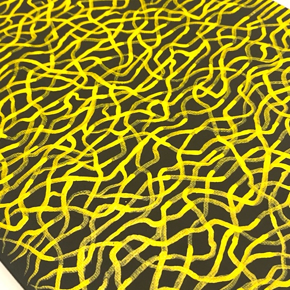 Yellow and Black Mycelium Network / Connected  Consciousness Painting - Original - Picture 7 of 11